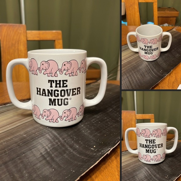 Vintage Other - Vintage Double Handle Hangover Mug Vintage Gag Gift Pink Elephant Hangover Mug